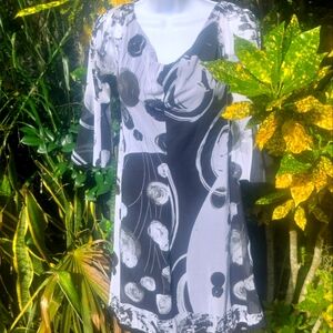 Designer Abstract Blk & White Dress Medium